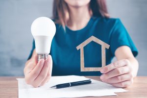holds a light bulb and a house. idea for home